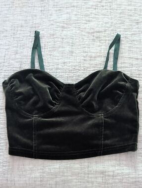 Urbanic  Velvet Bustier Crop Top in Deep Green S